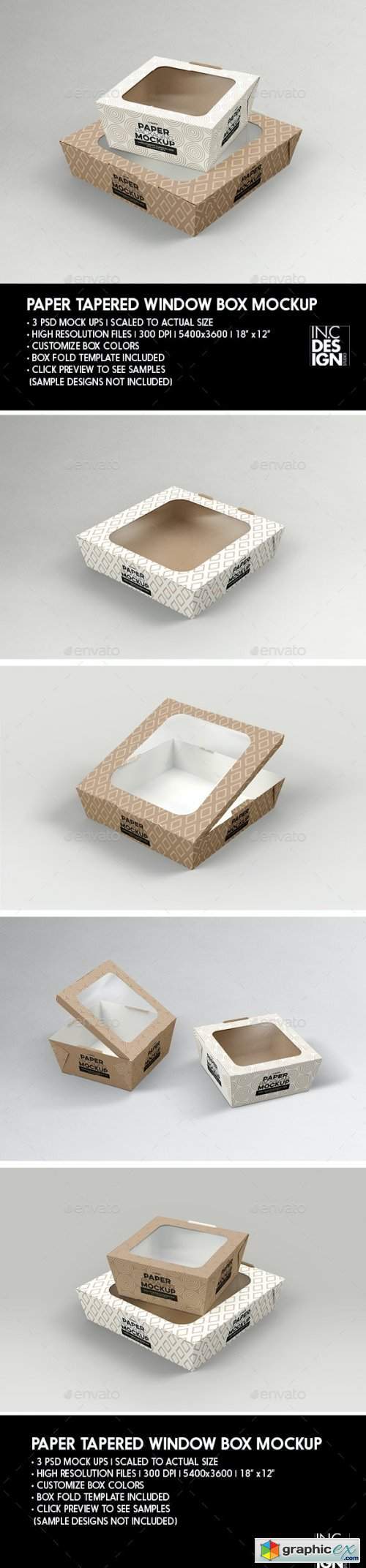 Paper Tapered Window Boxes Packaging Mockup