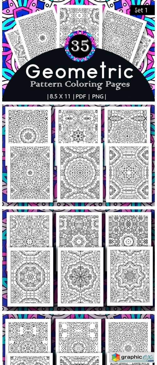  35 Geometric Pattern Coloring Pages 