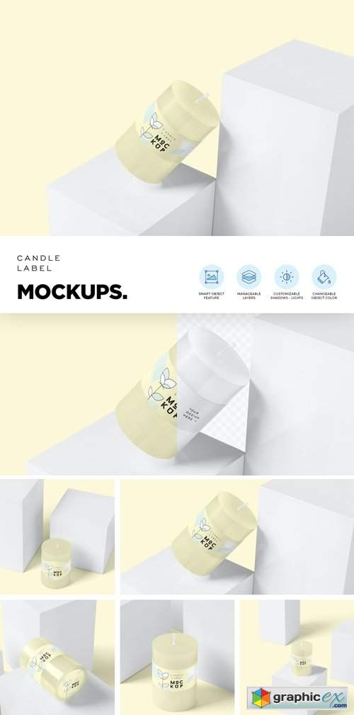 Small Round Candle Label Mockups 