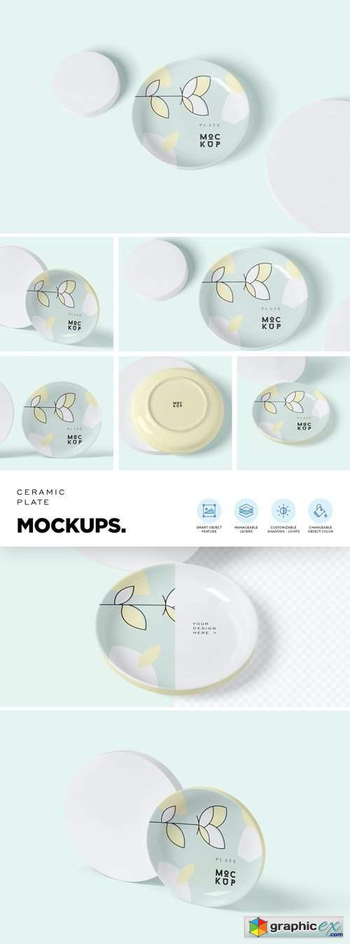 Round Ceramic Plate Mockups