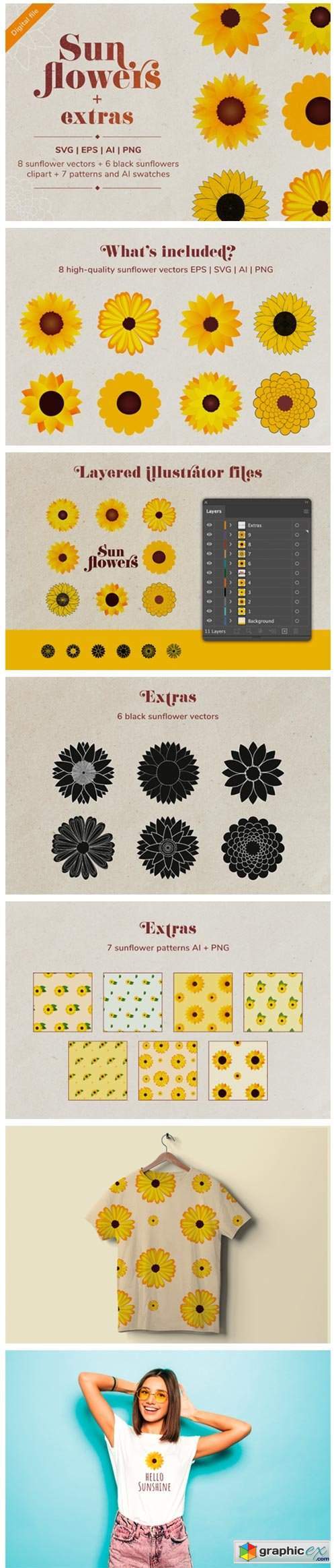 Sunflower + Extra AI, EPS, SVG, PNG