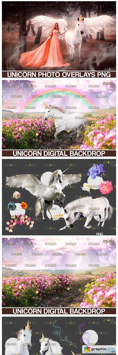  Unicorn Overlay & Flower Png Overlays 