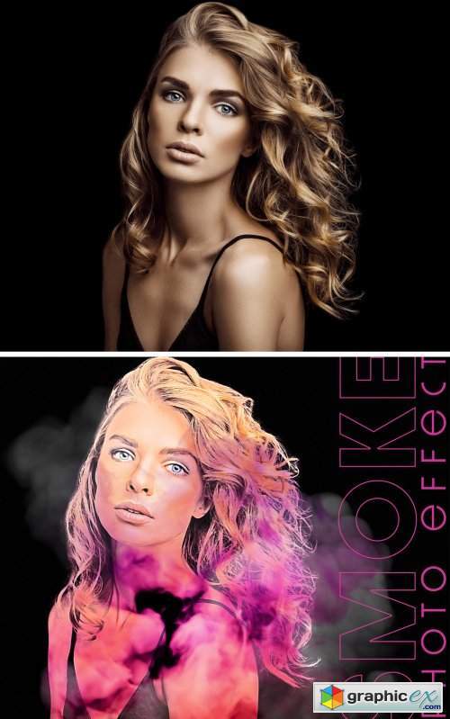 Color Smoke Portrait Photo Effect Mockup