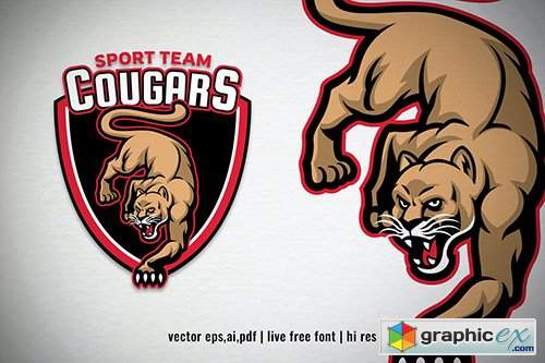  Cougar mascot sport and esport logo 