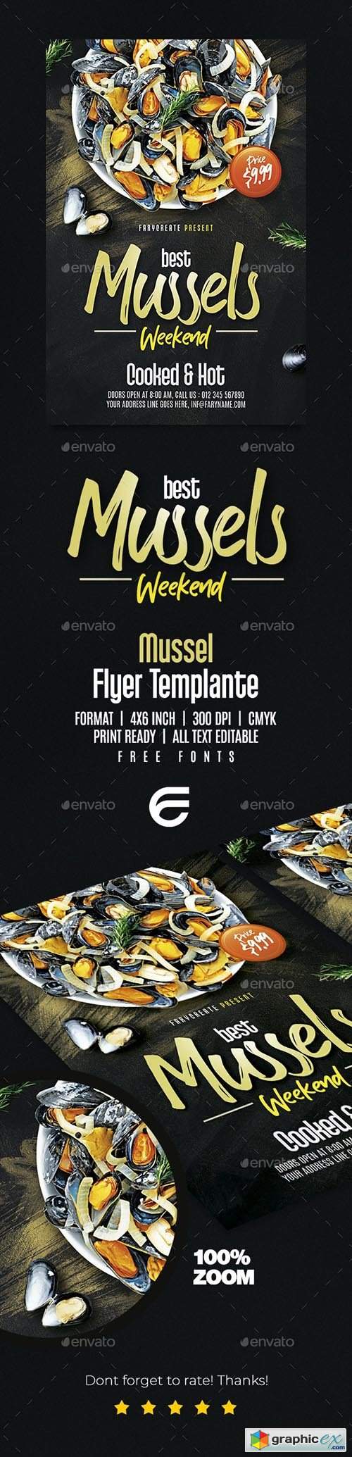 Mussels Seafood Flyer Template 