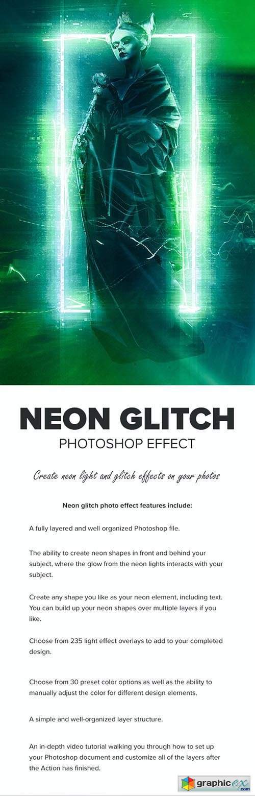 Neon Glitch Photoshop Effect