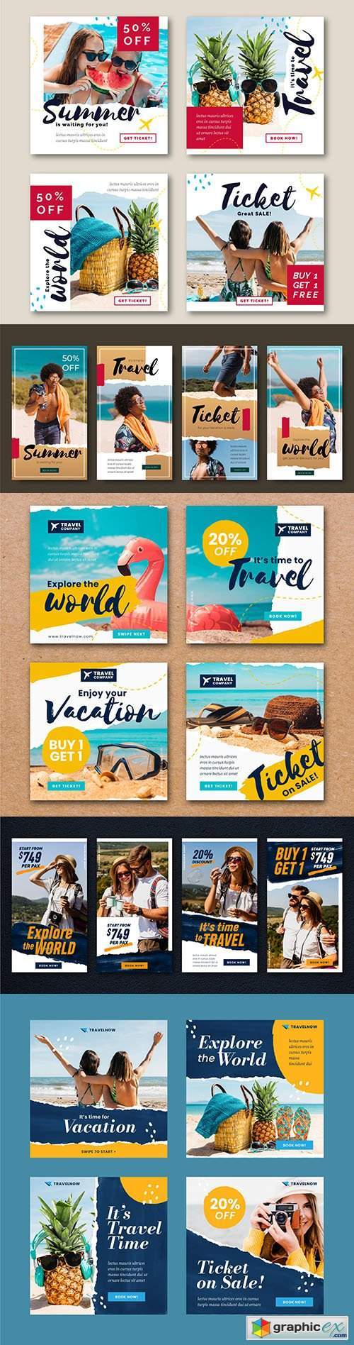 Travel story and travel sale instagram post template