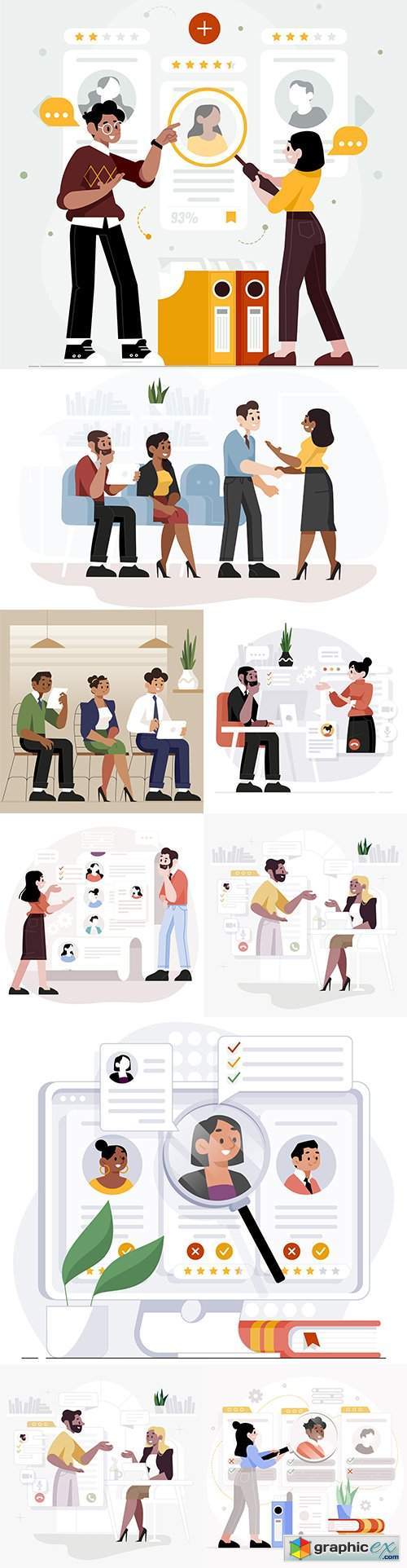 Employee selection and online job interview illustration