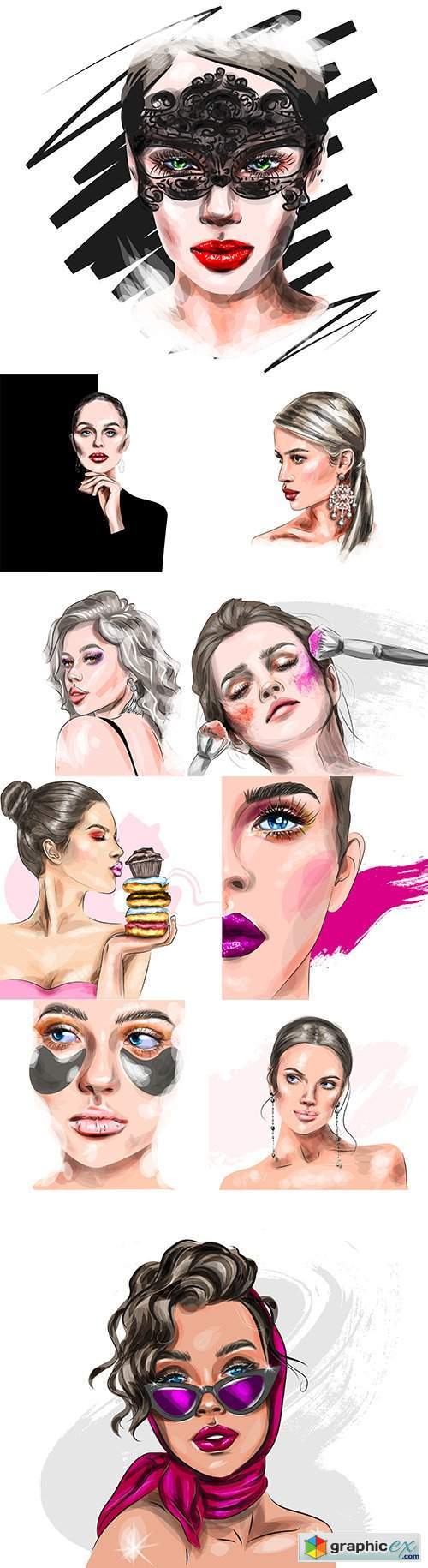 Beautiful girl with beautiful makeup vector illustration