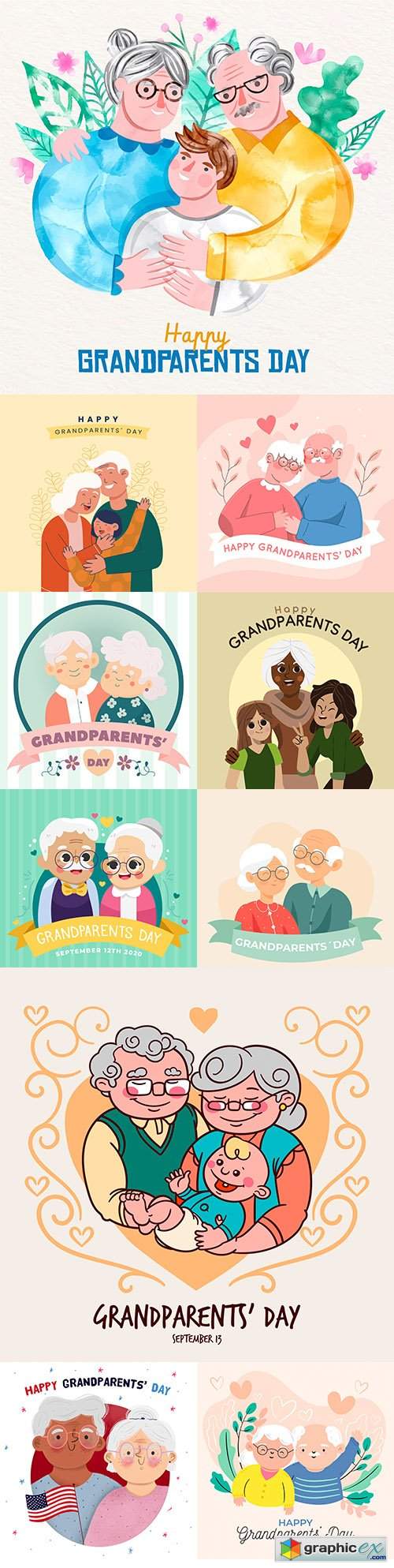  National grandparents day flat design illustration 