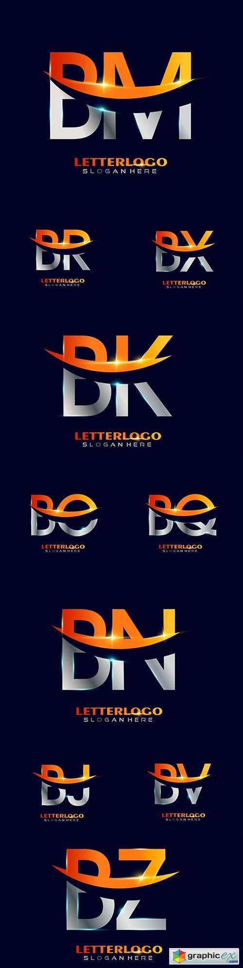  Initial letter and Brand name company logos design 2 