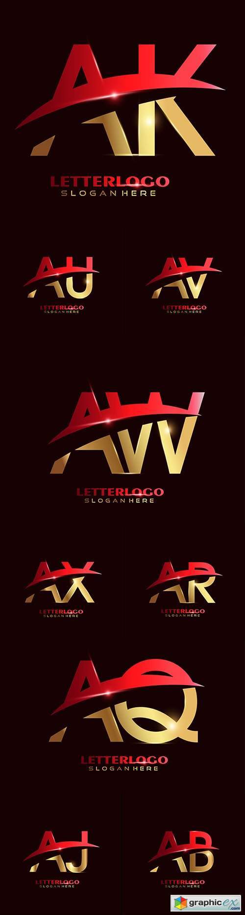 Initial letter and Brand name company logos design