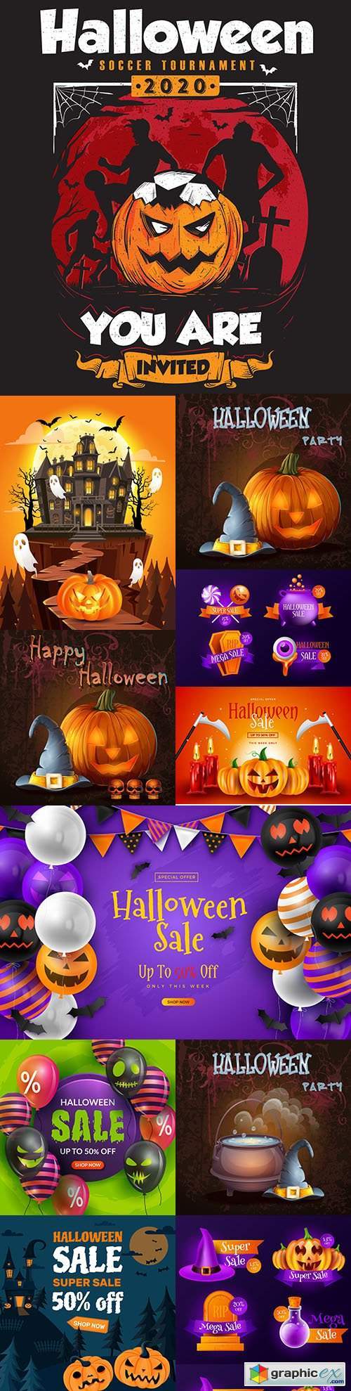 Happy Halloween holiday banner illustration collection 3