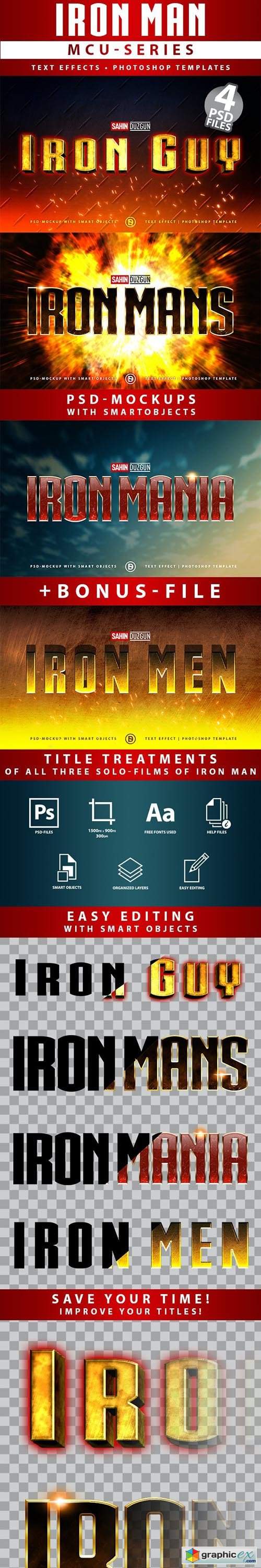  IRON MAN - MCU-Film Series | Text-Effects/Mockups | Template-Package 