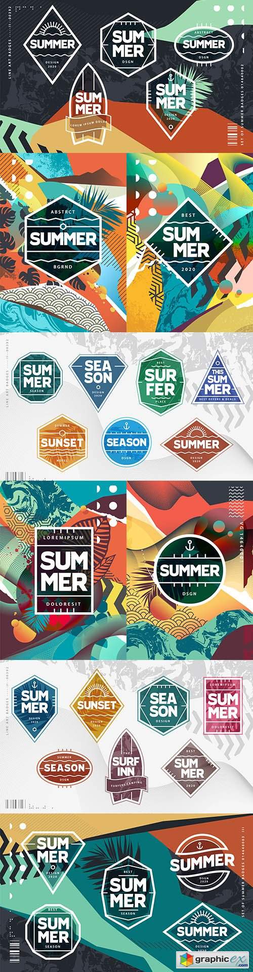  Summer grunge geometric tropical poster design modern 
