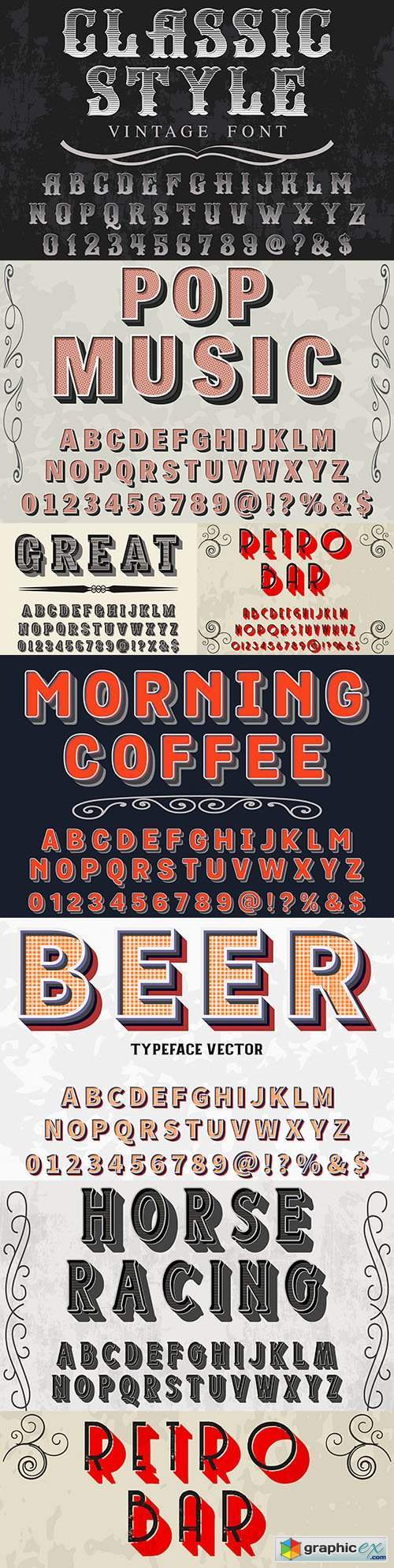 Editable font and alphabet retro illustration design