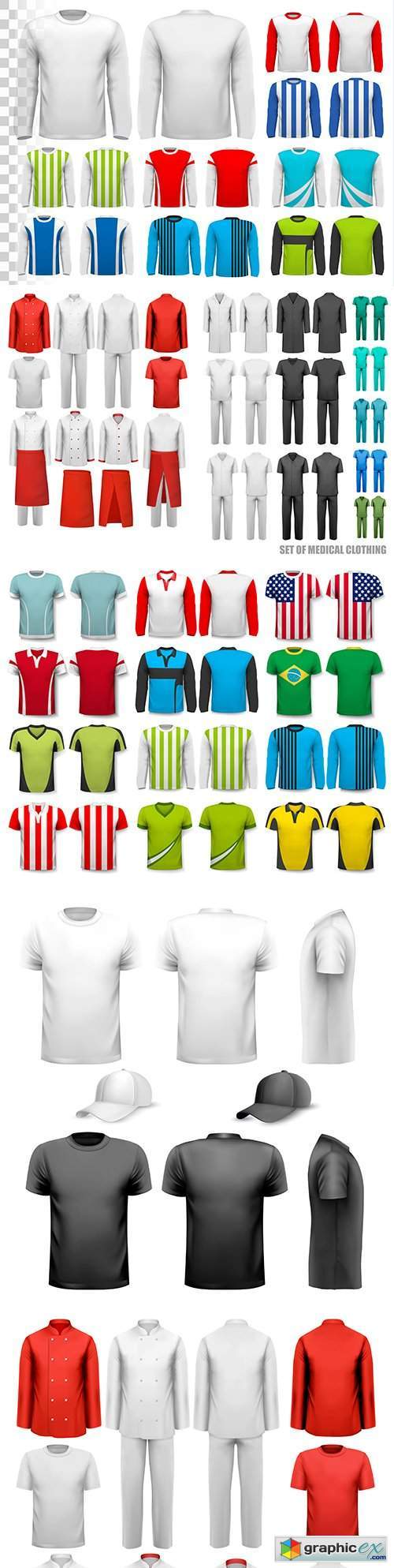 Men's shirts with sleeve and uniform kit design template