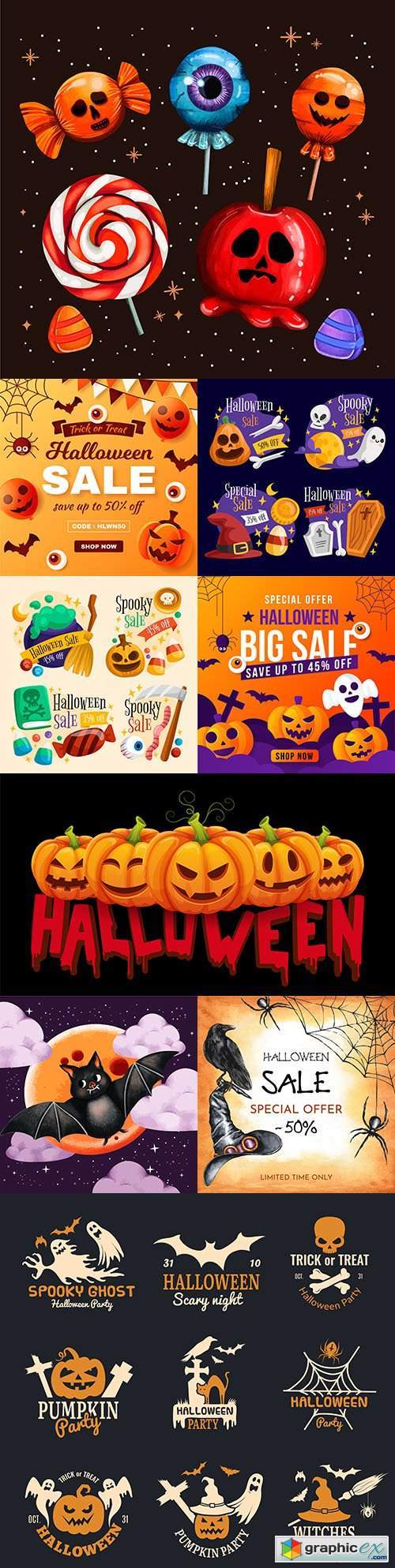 Happy Halloween holiday banner illustration collection 4