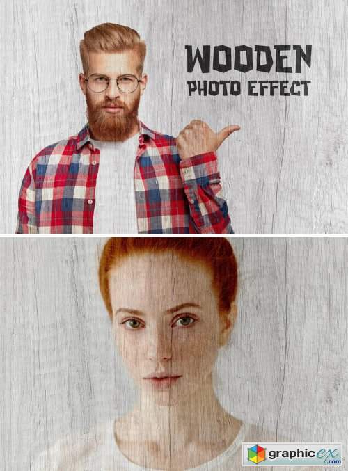 Print on Wood Photo Effect Mockup