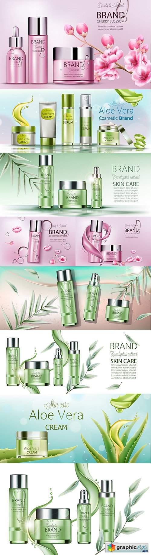  Body cosmetics set Brand name with place for text 3d illustration 3 