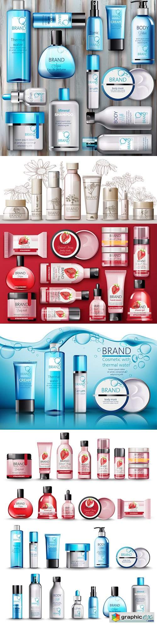  Body cosmetics set Brand name with place for text 3d illustration 2 