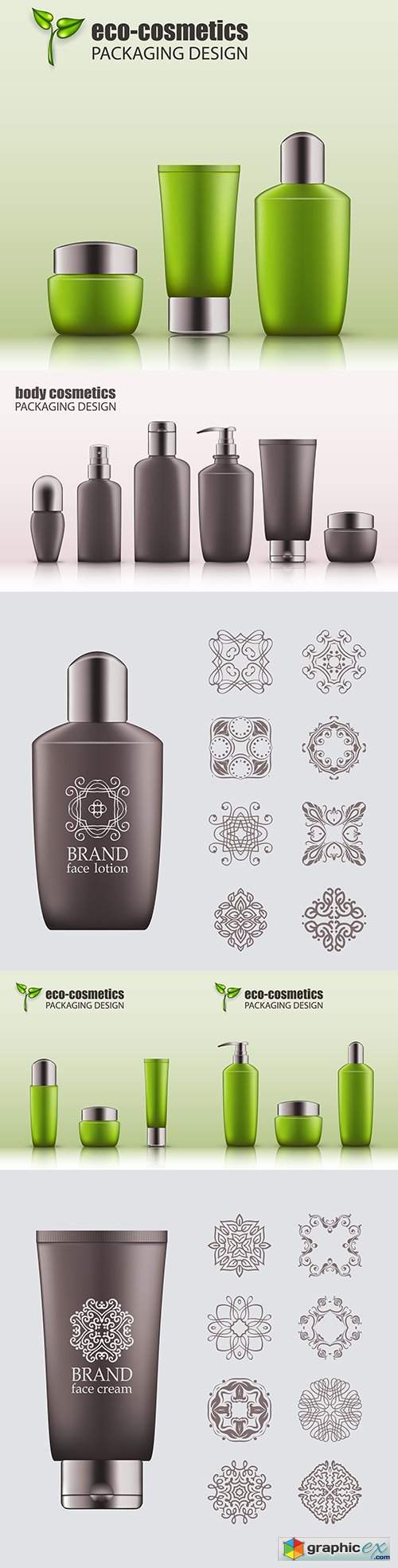  Body cosmetics set Brand name with place for text 3d illustration 