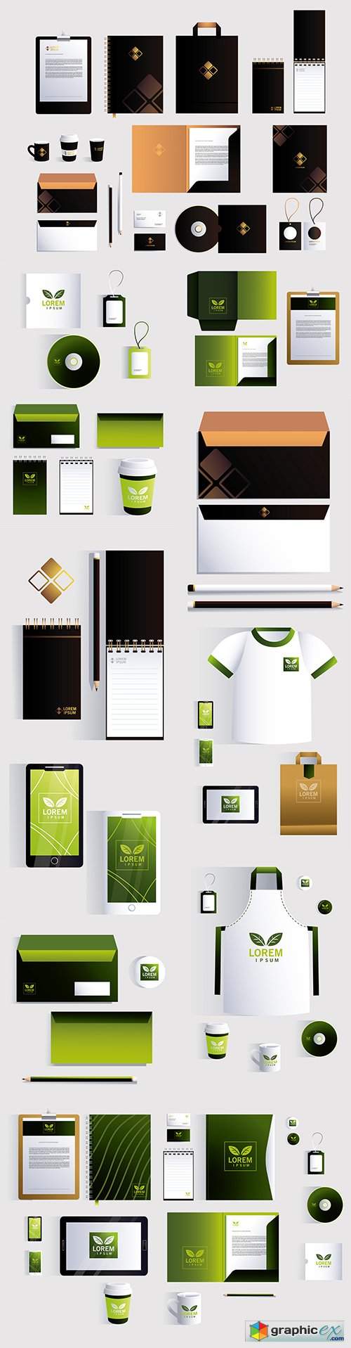  Branded style template of stationery with gold design mark 
