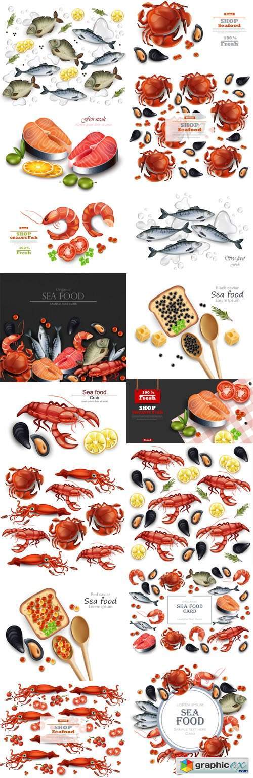 Seafood Vector Clipart Collection