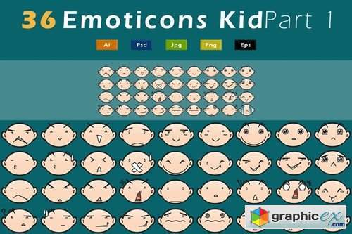36 Emoticons Kid - Pack 1 GL