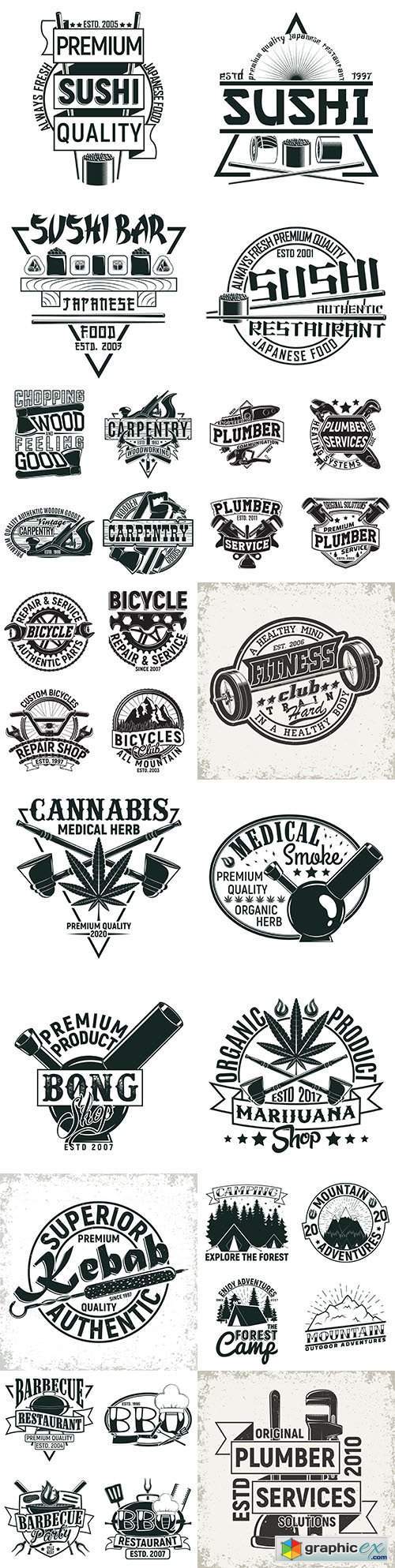 Vintage emblems and logos with text design black design