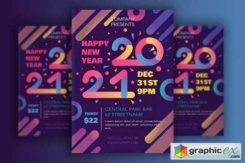  Modern Happy 2021 New Year Poster 