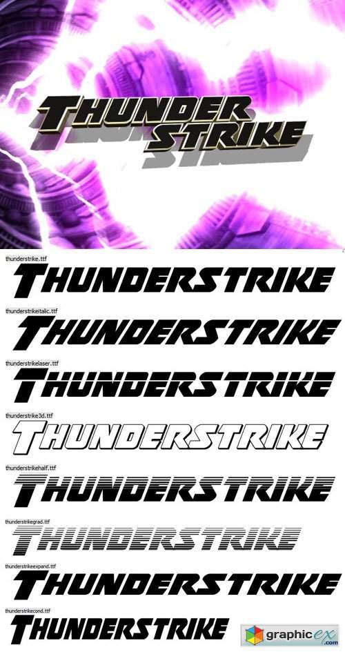  Thunderstrike Font Family [8-Weights] 