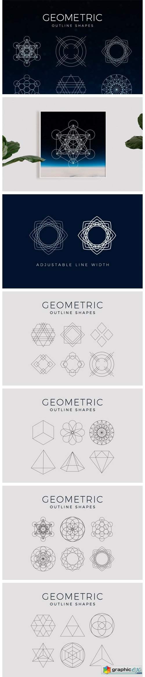 Geometric Outline Clipart Shapes