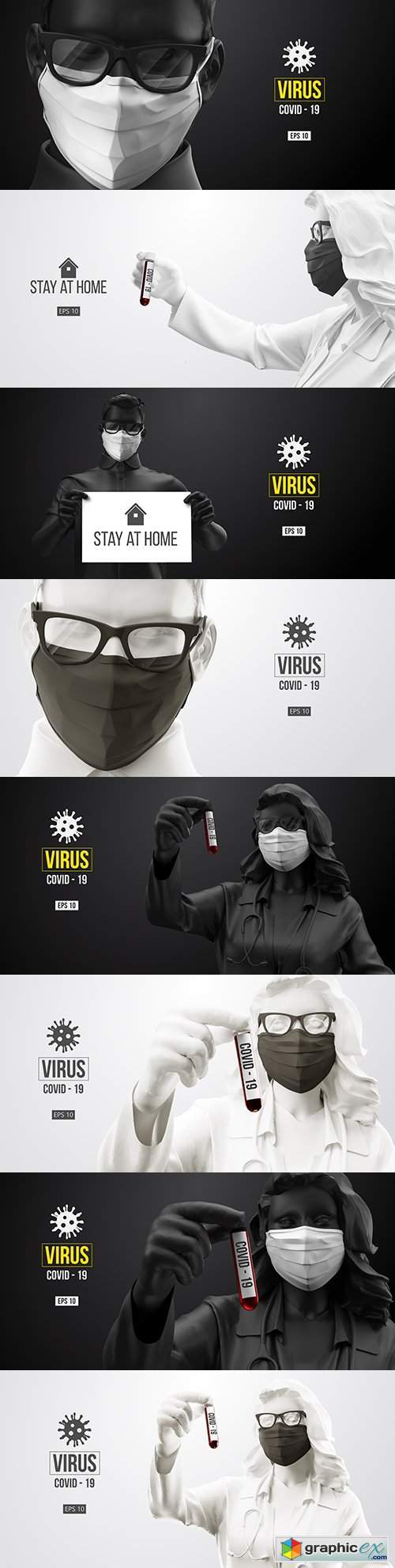 Coronavirus people in medical mask and virus protection