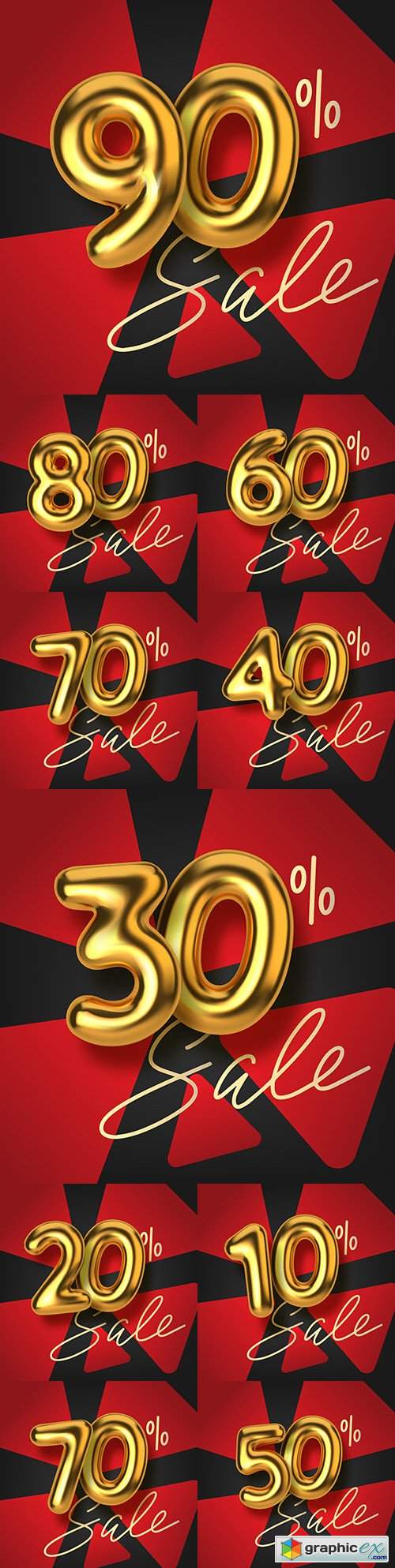  Promotion discount from realistic 3d gold text balloons 