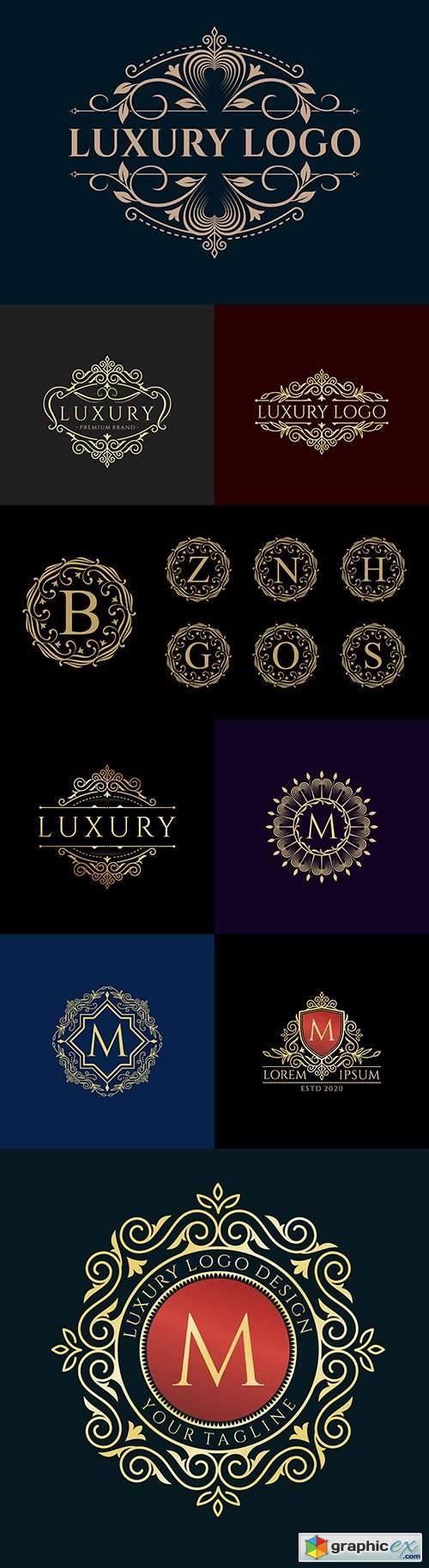  Letter and vintage luxurious logo collection design 