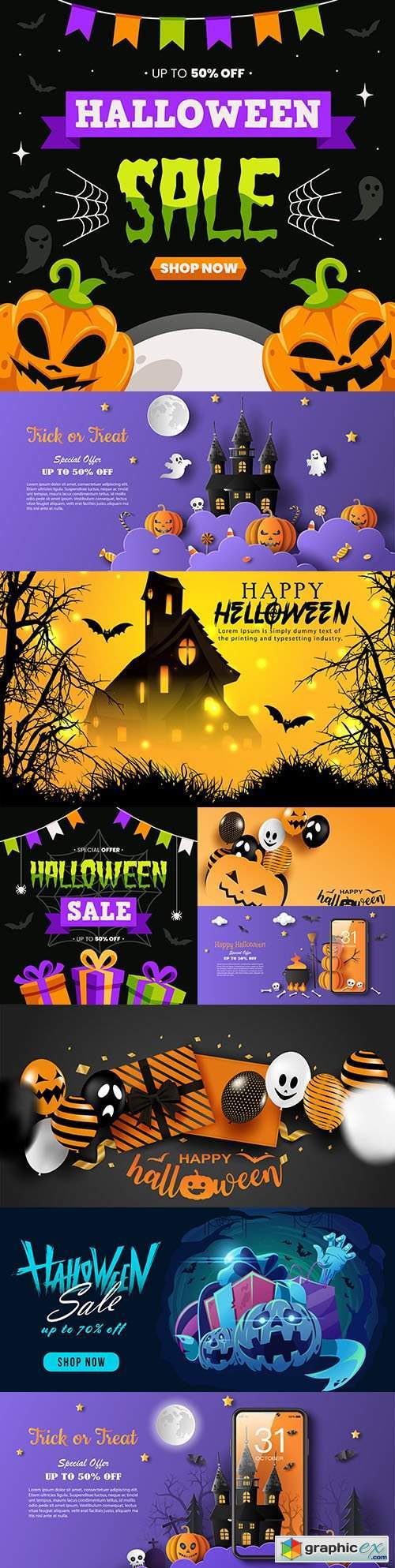 Happy Halloween holiday illustration collection design 10