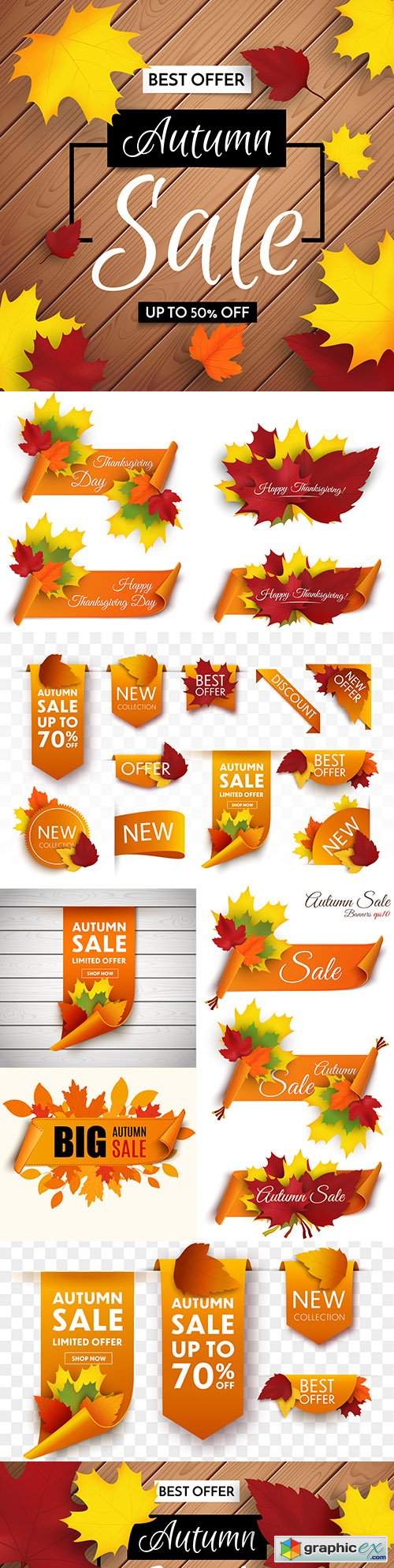  Autumn sale banner with shopping leaves or promotional poster 