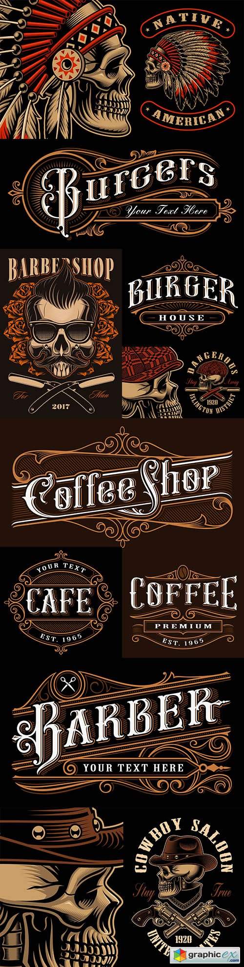  Vintage emblems and logos with lettering design 5 