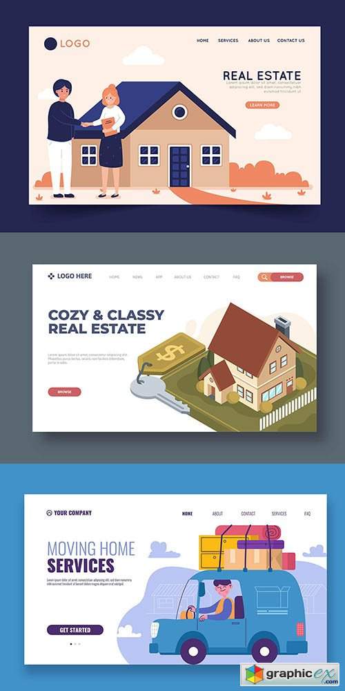  House moving services and Isometric real estate landing page 