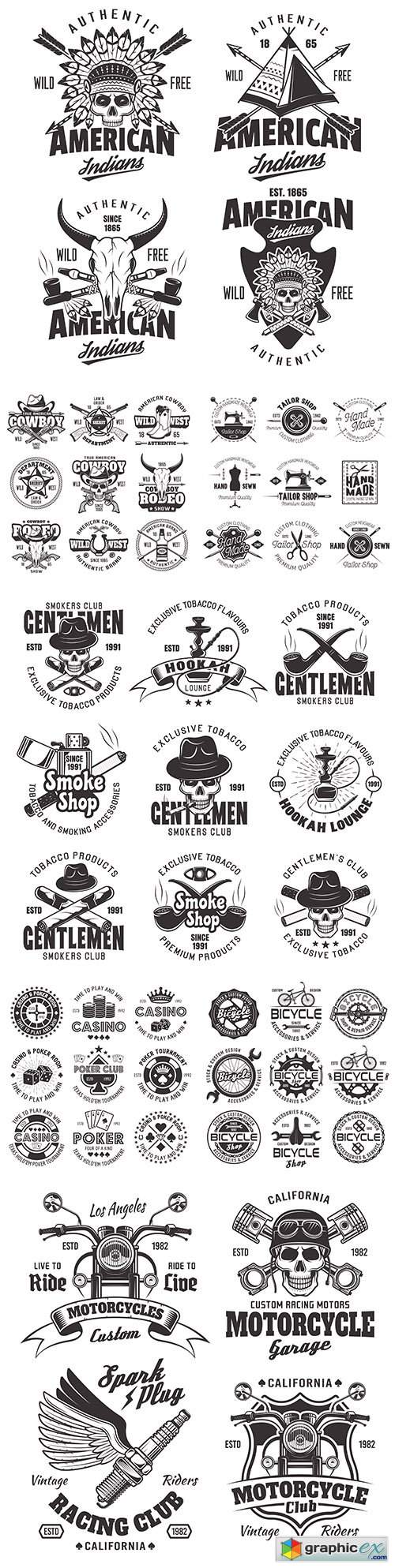  Vintage emblems and logos with text design black design 2 