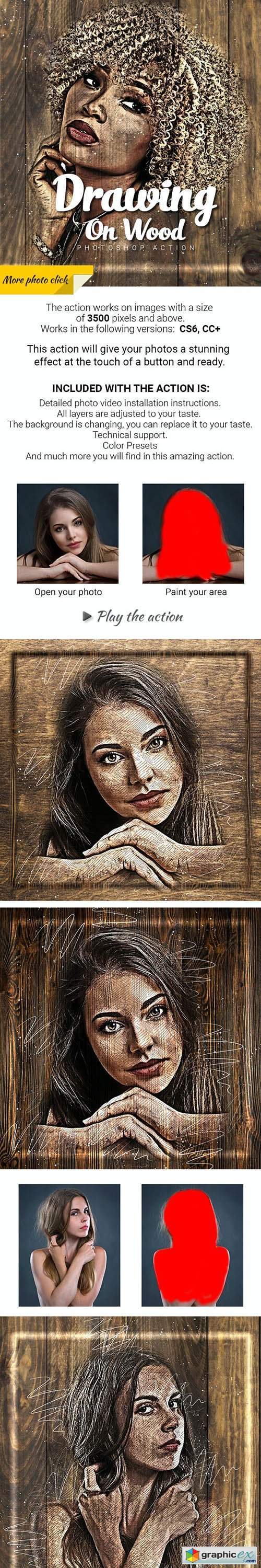Drawing on Wood Photoshop Action