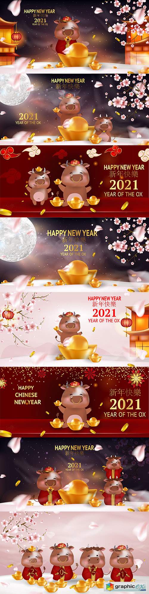  Greeting card for Chinese New Year of Bull 2021 