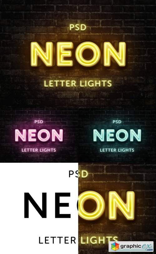  Neon Lights Text Effect Mockup 