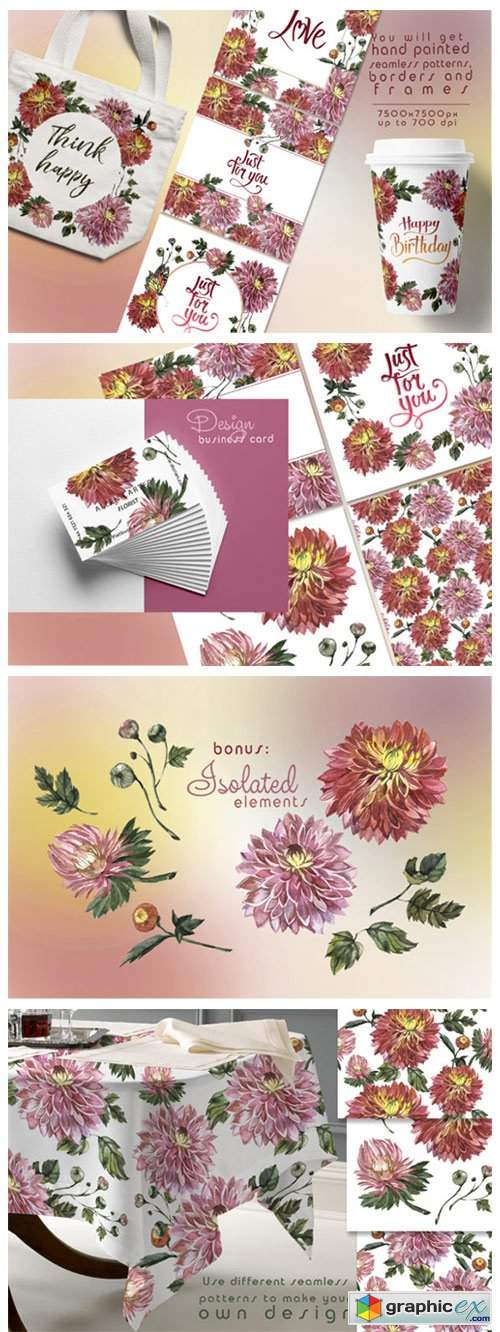  Charming Asters Watercolor Set 