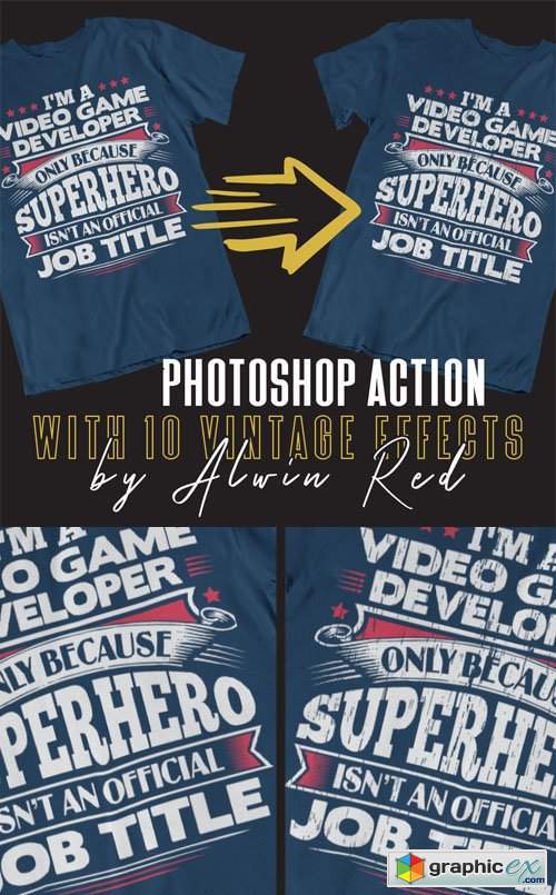 T-Shirt Photoshop Action + 10 Vintage Effects