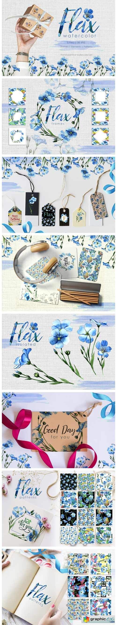  Flax Blue Watercolor 