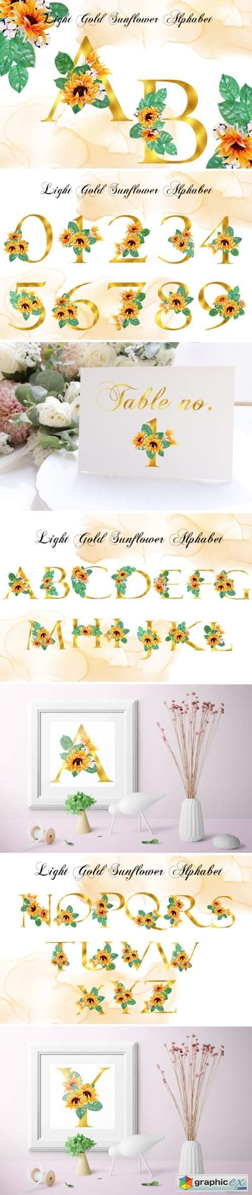 Pack of Sunshine- Light Gold Alphabet