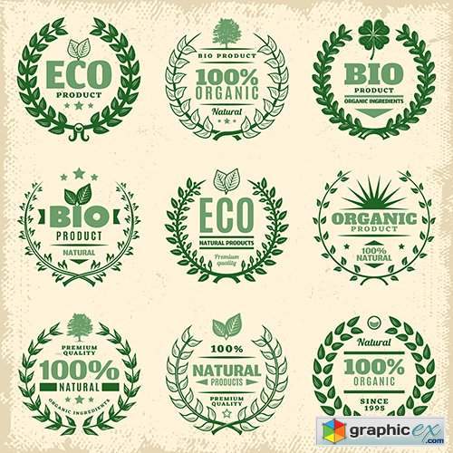 Vintage Green Eco Product Labels Set