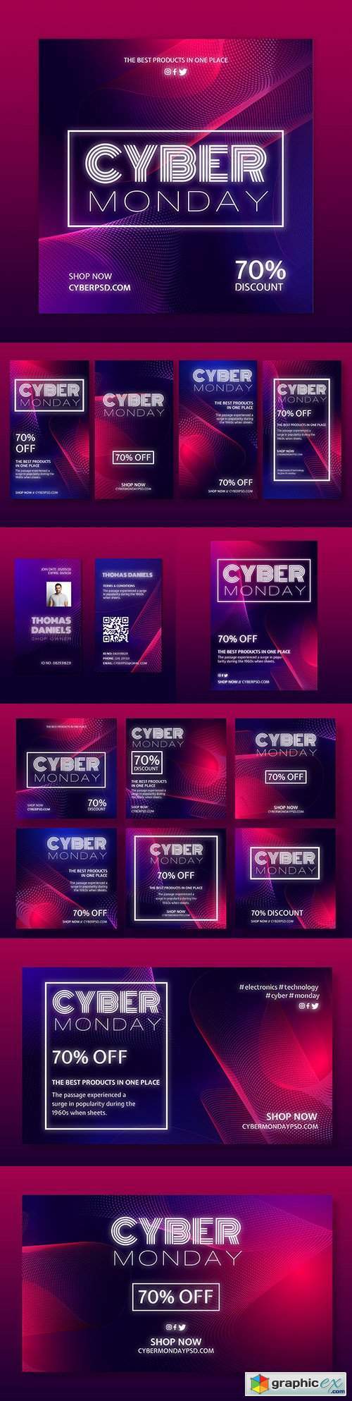 Cyber Monday sale design illustration template